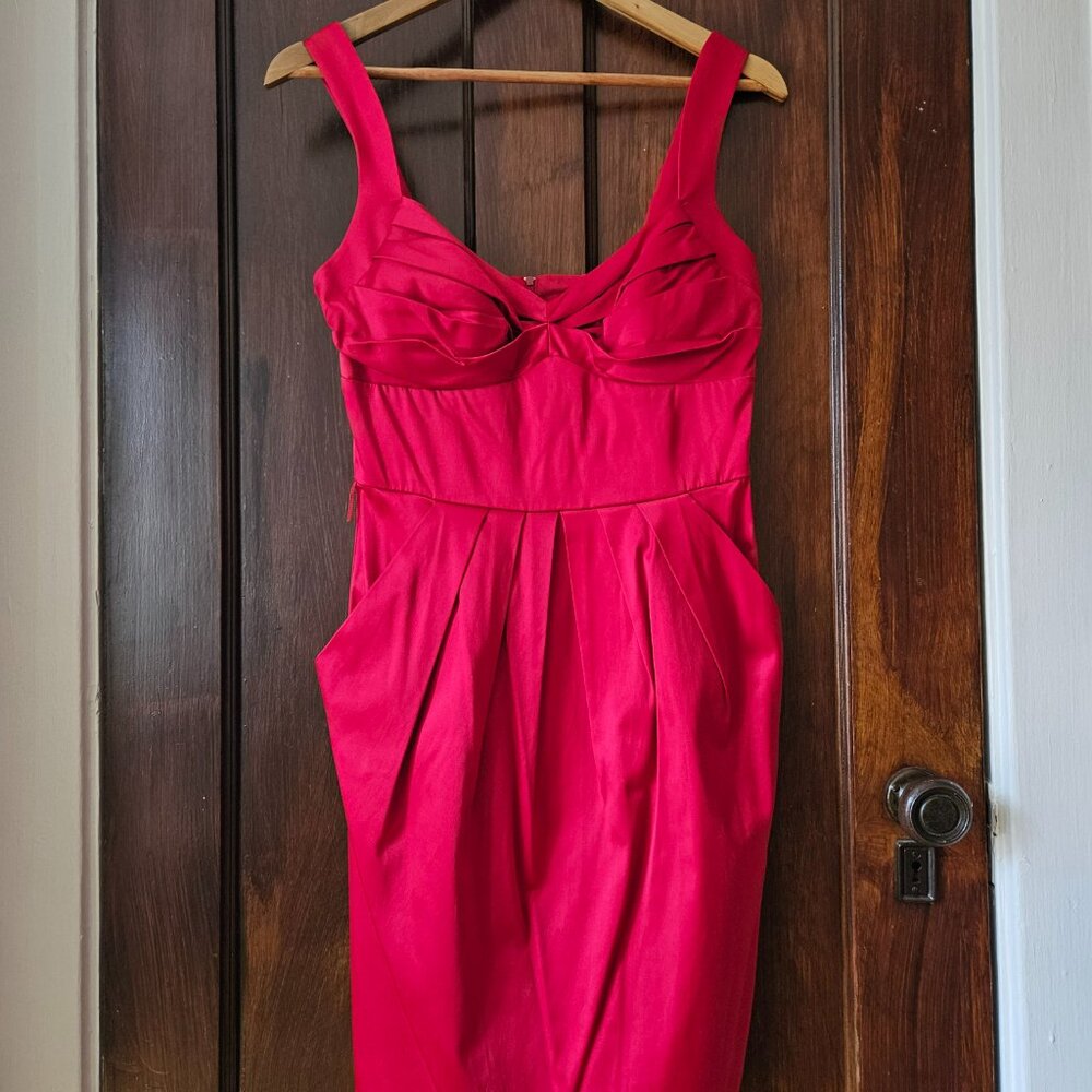 Bisou Bisou Ruby Red Dress with Pockets Size 8